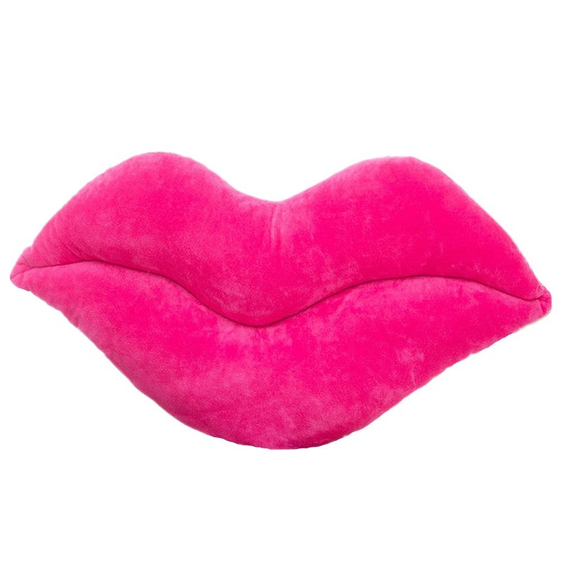 LEVINIS Hot Pink Lip Shape Throw Pillows Girls Soft Velvet Decorative Reversible Pillow Cushion for Bed Couch Office 23.6 x 13.6 Inch - Image 1